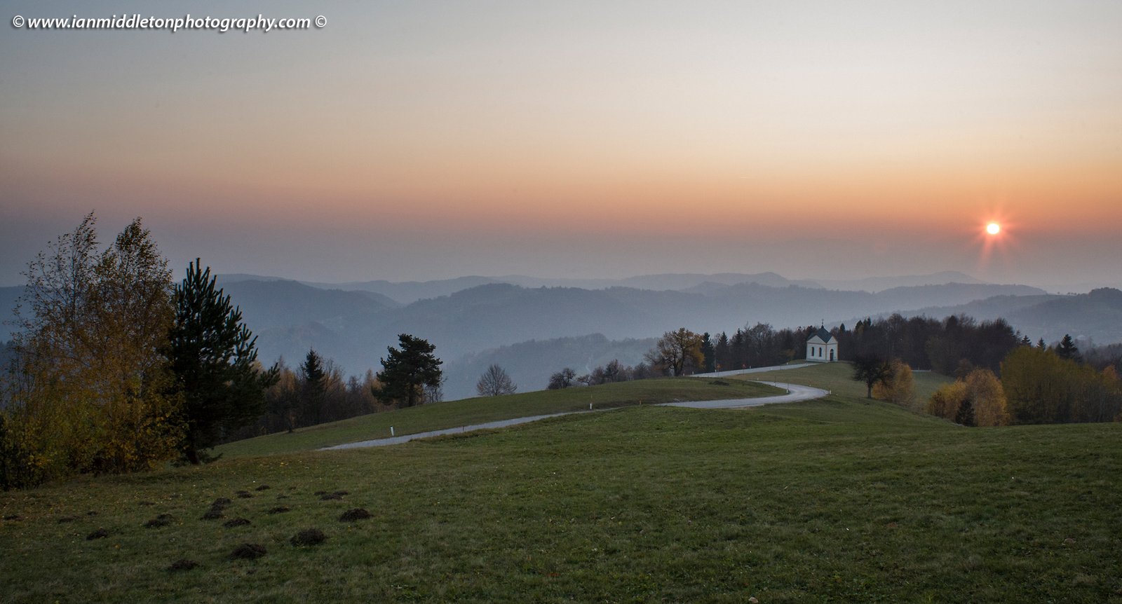 Autumn in the Jance hills to the east of Ljubljana, Slovenia. From here you get a great view of the western mountains.