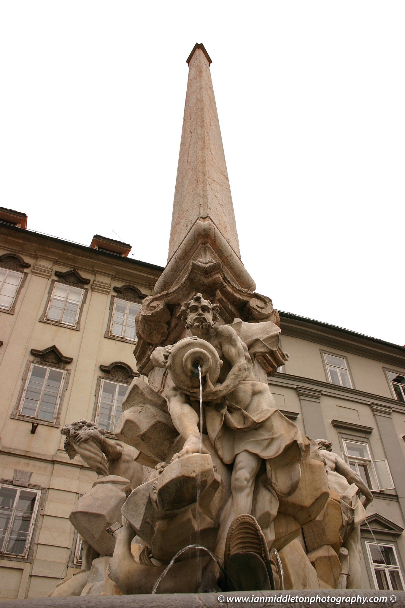 The original Robba Fountain, originally known as the Fountain of the Three Carniolan Rivers, Ljubljana, Slovenia. This was taken before it was moved to the National Gallery of Slovenia.