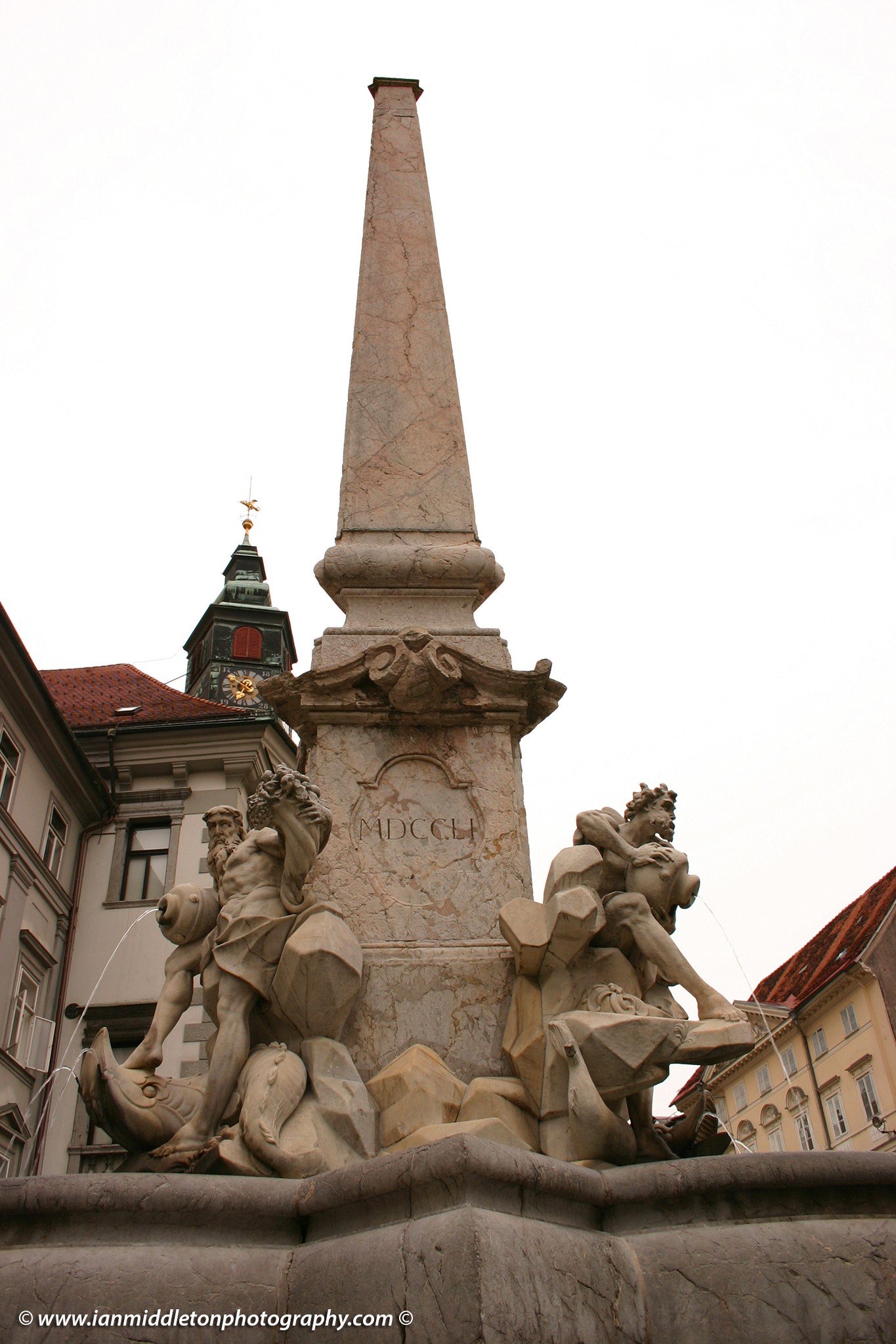 The original Robba Fountain, originally known as the Fountain of the Three Carniolan Rivers, Ljubljana, Slovenia. This was taken before it was moved to the National Gallery of Slovenia.