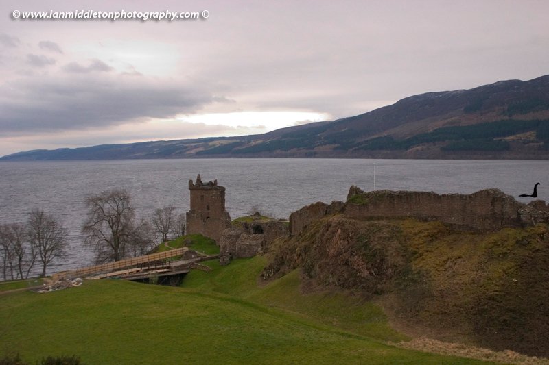 Urquart Castle at Loch Ness near Drumnadrochit, Scotland.