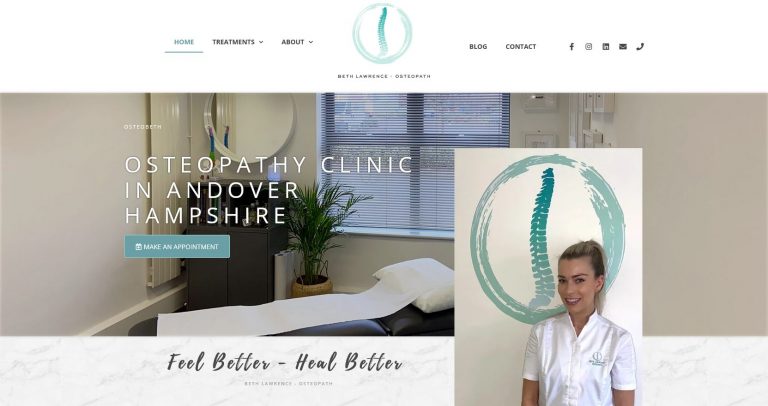 wordpress website design example - Osteobeth osteopathy clinic in Andover by Ian Middleton - wordpress website designer in the UK