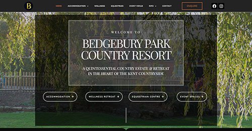 Bedgebury Park country resort website designed by Ian Middleton