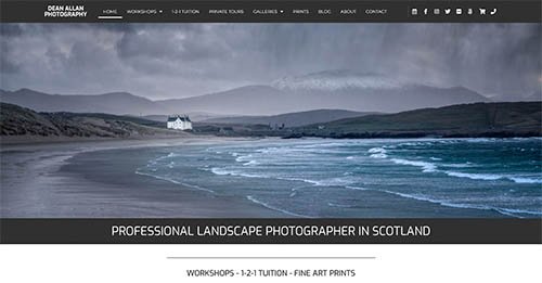 wordpress website design example - Dean Allan Photography