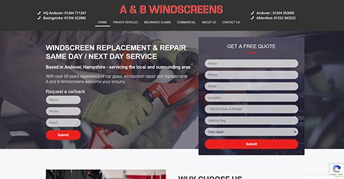AB Windscreens - wordpress website designed by Ian Middleton