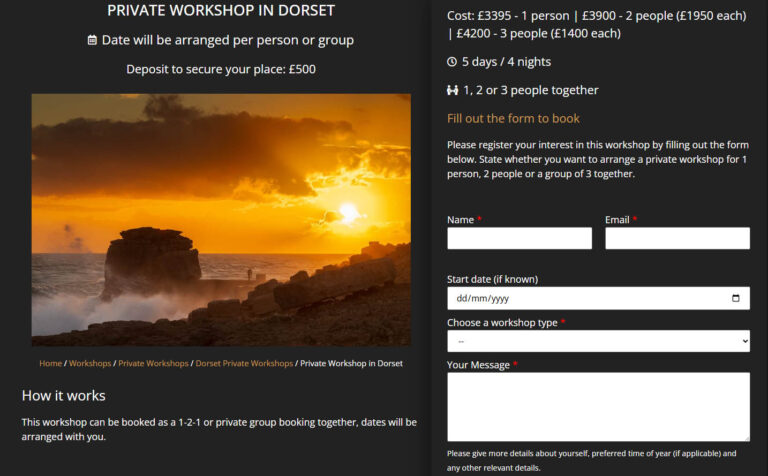 Example of a contact form on my website